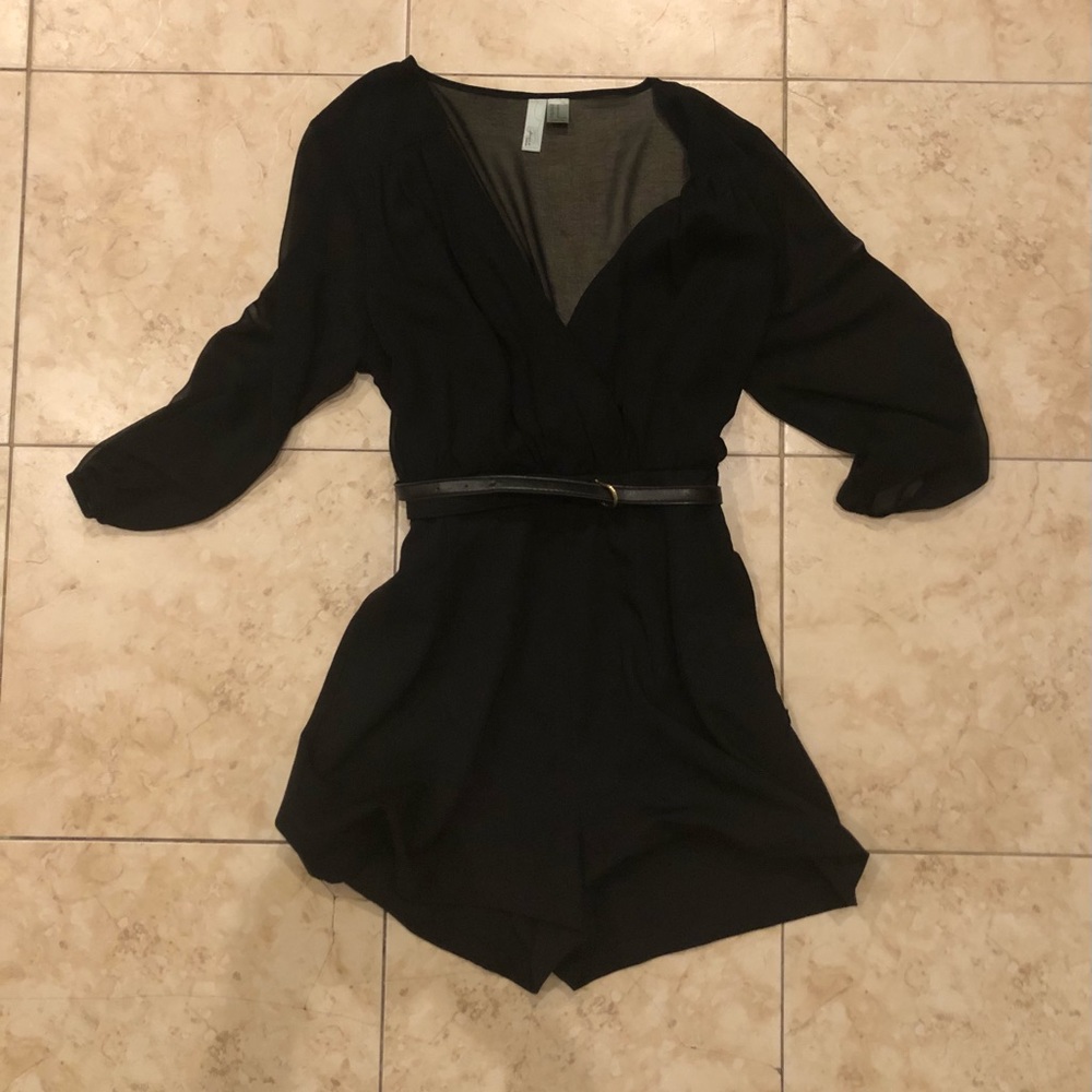 Black Belted Romper